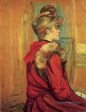 fille dans une fourrure mademoiselle jeanne fontaine 1891 Toulouse Lautrec Henri de Peinture à l'huile